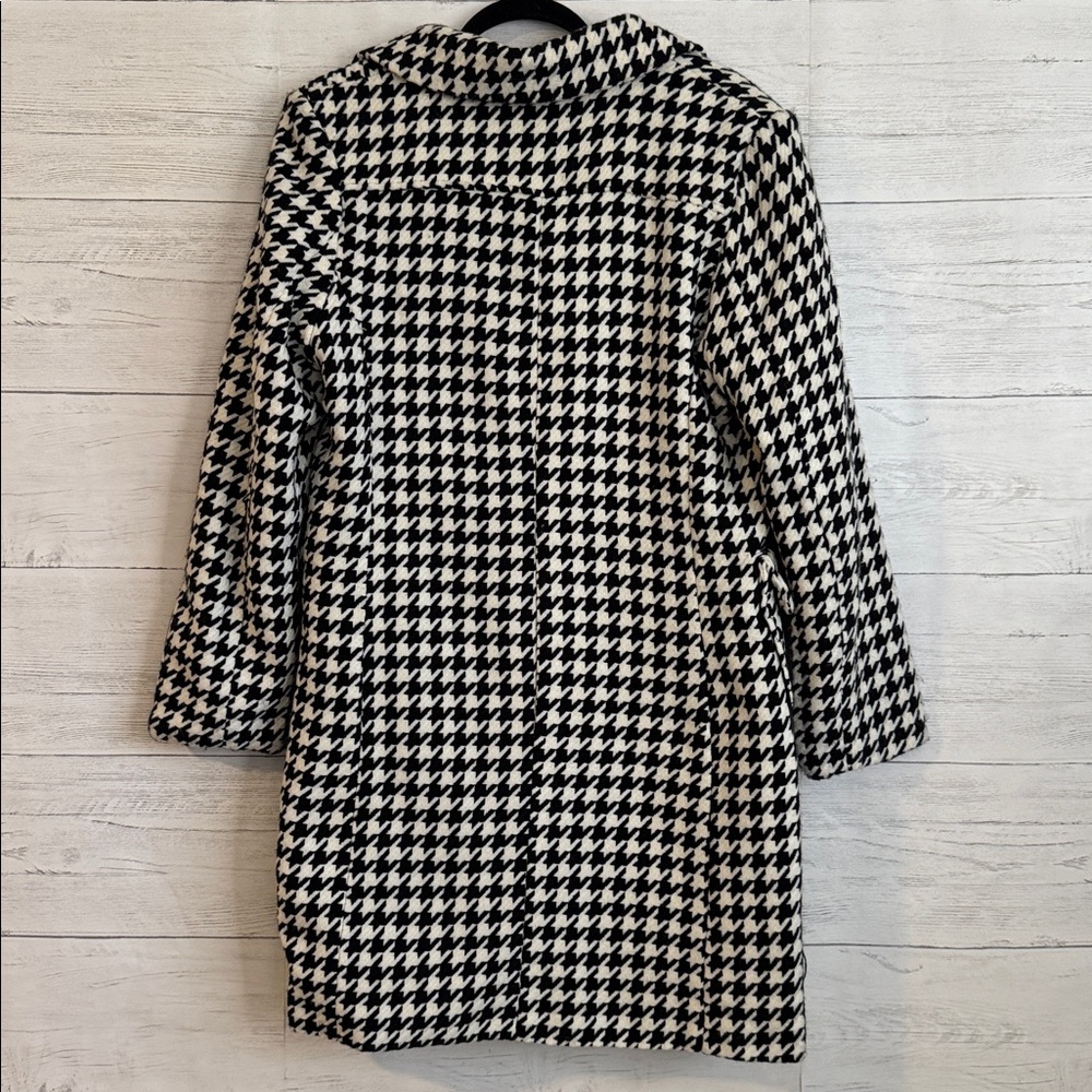 Last Kiss Black and White Houndstooth Pea Coat | SIZE L - Picture 2 of 9